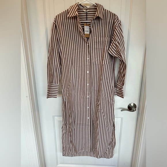 hush Dresses & Skirts - Hush Sahra Maxi 100% Cotton Stripe Shirt Dress-Size 4